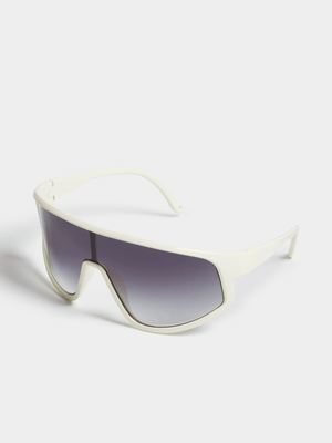 Men's Cream Oversized Ski Sunglasses