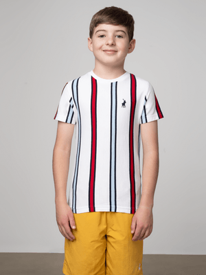 Boys Polo White Blake Striped T-Shirt