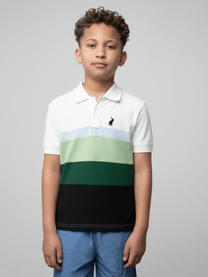 Boys Polo Green Warren Striped Golfer