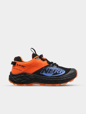 Junior Grade-School Hi-Tec Fuse Trail Nerf Black/Orange Trail Running Shoes