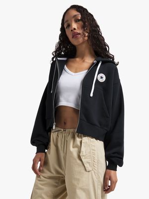 Converse Women's Retro Full-Zip Black Hoddie