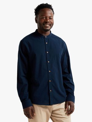 Men's Navy Mandarin Shirt