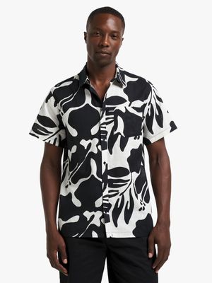 Men's Black & White Tropical Shirt