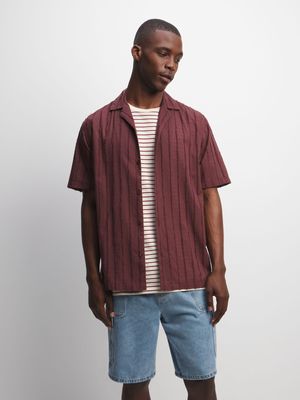 Men's Brown Fray Textured Shirt