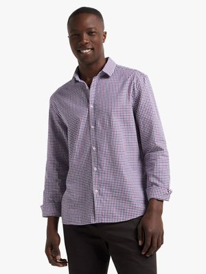 Men's Red, Navy & White Checked Shirt