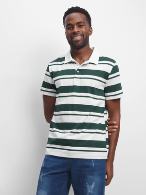 Men's Green & White Striped Golfer