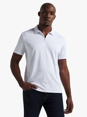 Men's White Quarter Zip Golfer