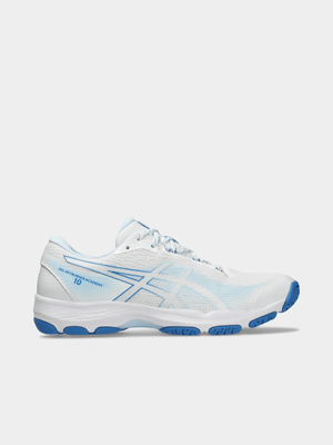 Womens Asics Gel Netburner Academy 10 White/Blue Netball Shoes