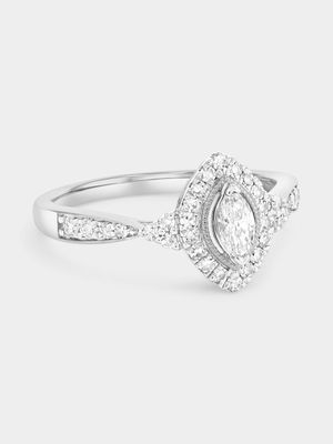 White Gold 0.5ct Lab Grown Diamond Marquise Halo Twist Ring