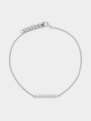 STERLING SILVER CZ MULTISTONE ROW BRACELET