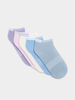 Jet Younger Girls Multicolour 5 Pack Low Cut Socks