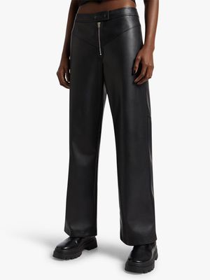 Y&G Pleather Biker Wide Leg Flare Pants