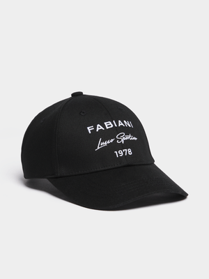 Fabiani Men's Black Logo Peak Cap