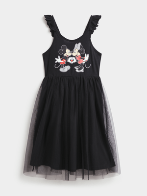 Jet Older Girls Black Mickey & Minnie Dress