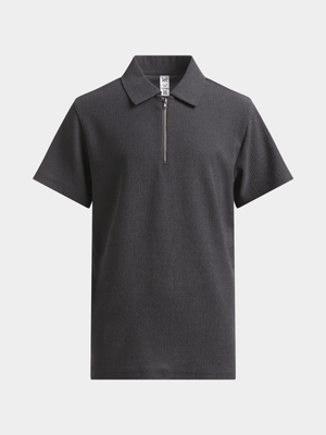 Jet Older Boys Grey 1/4 Zip Golf Shirt