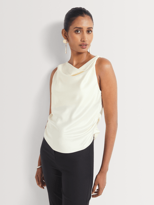 Satin High Neck Twist Top