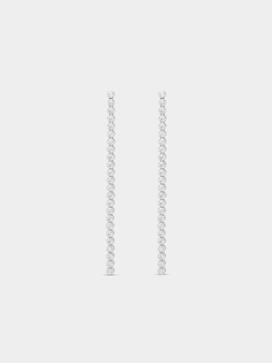 Sterling Silver Cubic Zirconia Multi-Stone Long Drop Earrings