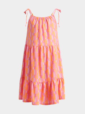 Jet Older Girls Orange/Pink Heart Dress