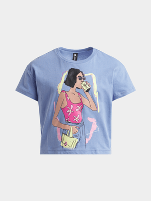 Jet Teen Girls Blue Boxy T-Shirt