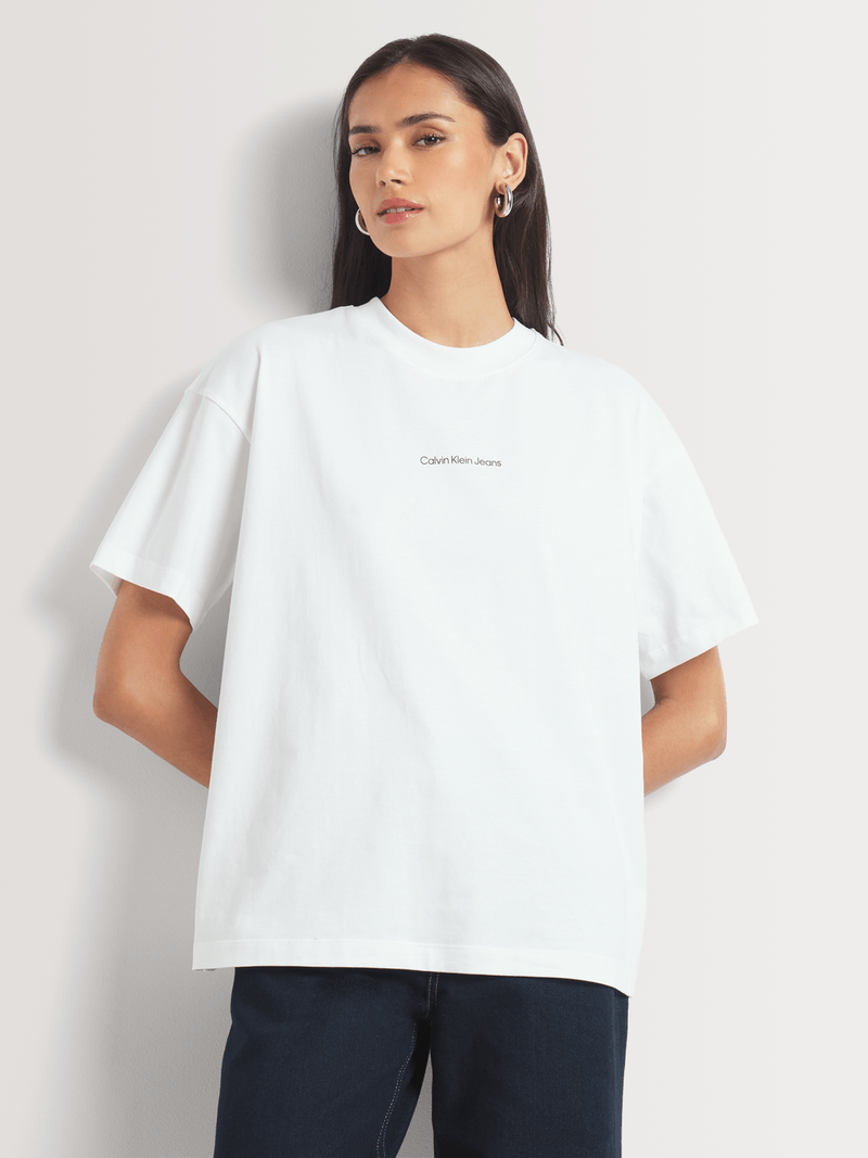 Women s Calvin Klein White Photoprint Boyfriend T Shirt