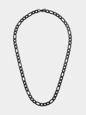 Black Plated Stainless Steel Figaro Chain