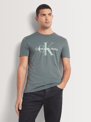 Men's Calvin Klein Grey Seasonal Monologo T-Shirt