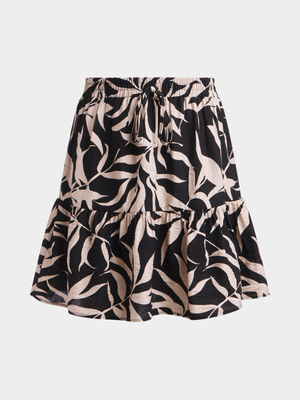 Jet Teen Girls Black/Stone Palm Leaf Skirt