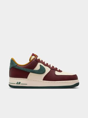 Nike Men's Air Force 1 Low Burgundy/Cream/Green Sneaker