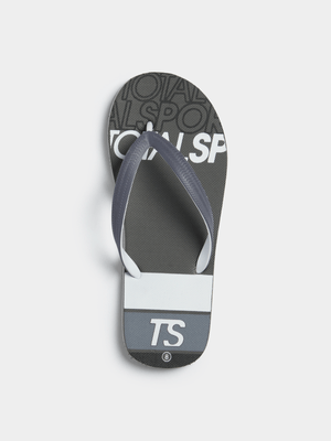 Mens TS Logo '24 Grey/White/Black Flip Flops