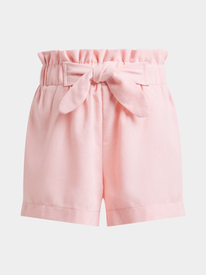 Older Girl's Pink Paperbag Shorts