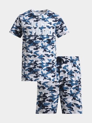 Jet Teen Boys Grey/Navy Camo Pyjama Set