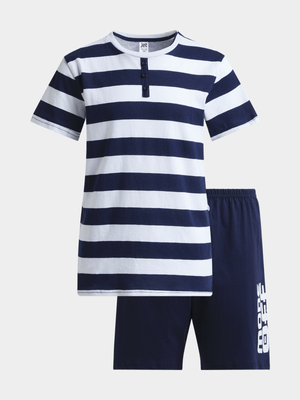 Jet Teen Boys Navy/White Stripe Pyjama Set