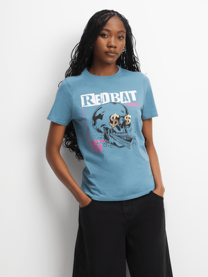 Redbat Women's Blue Graphic T-Shirt