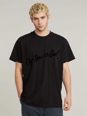 G-Star Men's Flock Script Loose Black T-Shirt