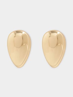 Women's Gold Flat Tear Drop Earring