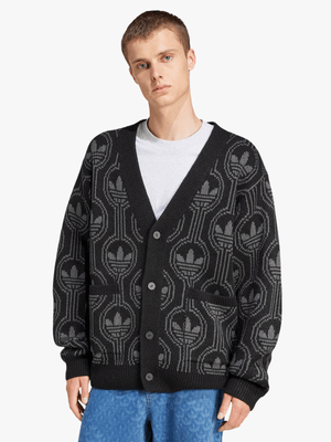 adidas Originals Men's 70S Trefoil Black/Grey Cardigan