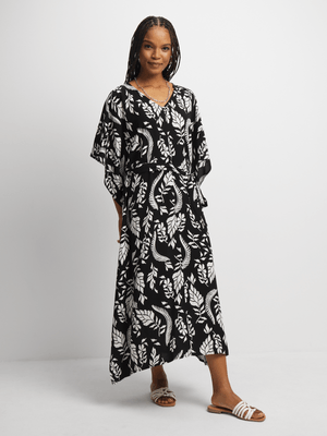 Women's Black & White Kaftan Dress