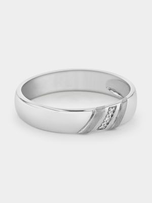 Sterling Silver & Diamond Men's Wedding Band