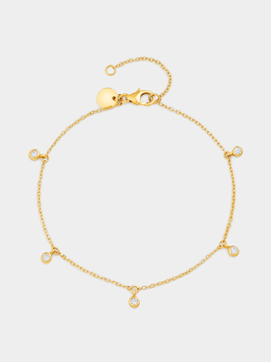 Gold Plated Sterling Silver Cubic Zirconia Dangly Bracelet