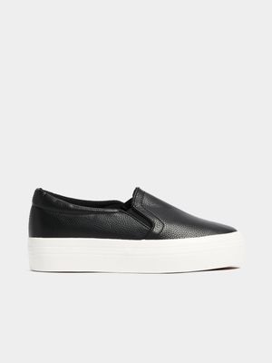 Jet Women's Black Pebble Slip On Platform Sneakers