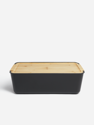 Jet Home Black & Bamboo Bread Bin