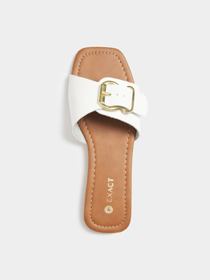 Women's White Buckle Sandals