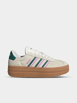 Womens adidas VL Court Bold White/Collegiate Green/Lilac Platform Sneakers