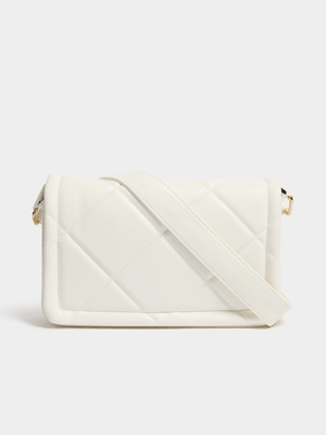 Jet Women's White Quilted Shoulder Bag