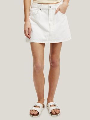 Women's Cotton On White Original Denim Mini Skirt