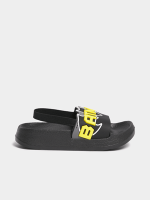 Jet Younger Boys Black/Yellow Batman Slides