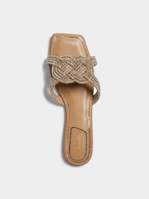 Luella Diamante Weave Flat Sandals