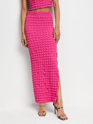 Women's Pink Bubble Maxi Skirt