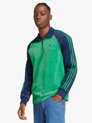 adidas Originals Men's 70s Velour Long-Sleeve Polo