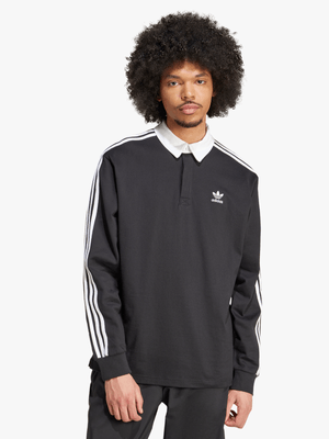 adidas Originals Men's Adicolour Black Rugby Polo Shirt